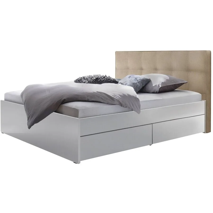 Hasena Stauraumbett Shepherd Weiss/Beige Buche Massivholz/Pepe Massivholz 160 x 200 cm
