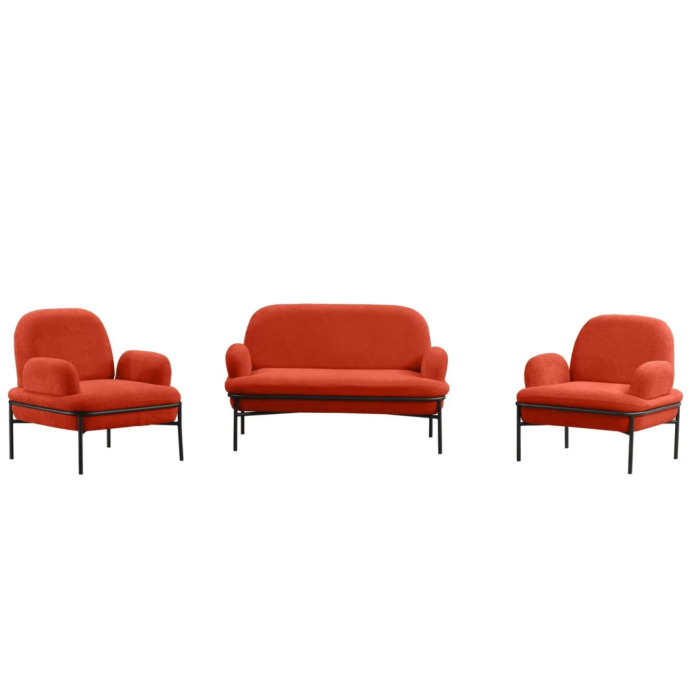 Zyricus Soffgrupp 2-sits Soffa + 2 Fåtöljer Teddy - Tegelröd