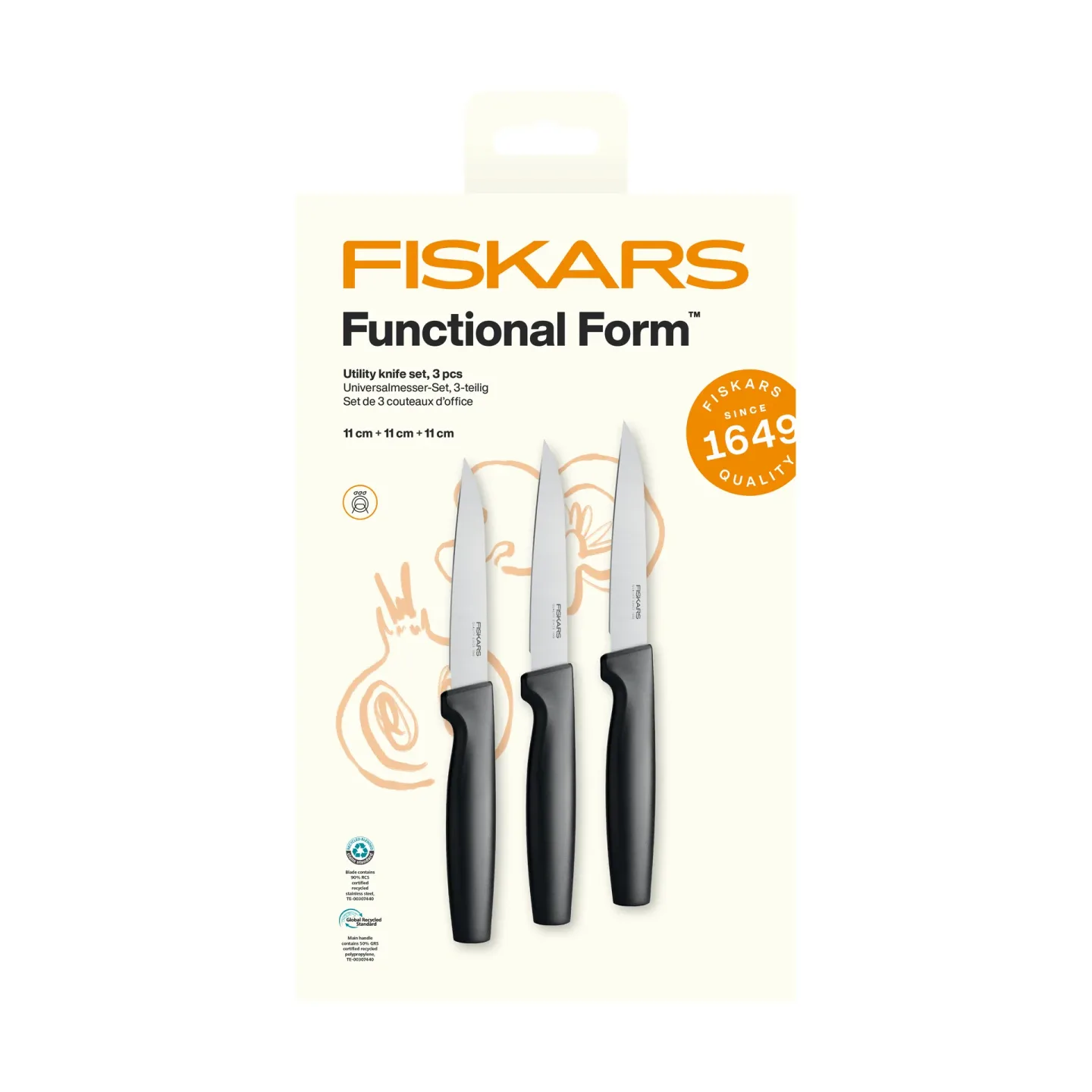 Fiskars Functional Form Universalmesser-Set Edelstahl, 3-teilig
