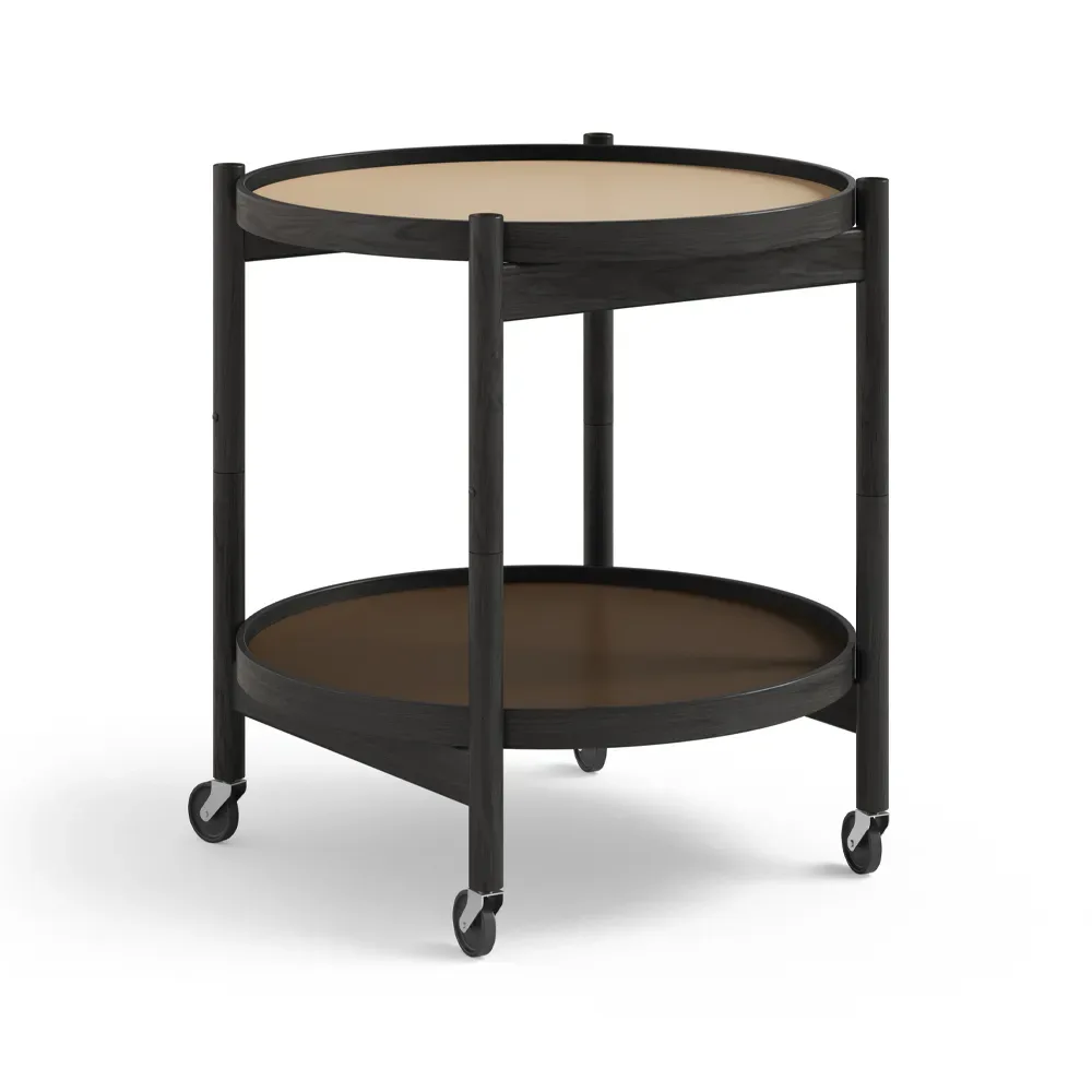 Brdr. Krüger Bølling Tray Table model 50 rullbord earth, svartlackat ekstativ