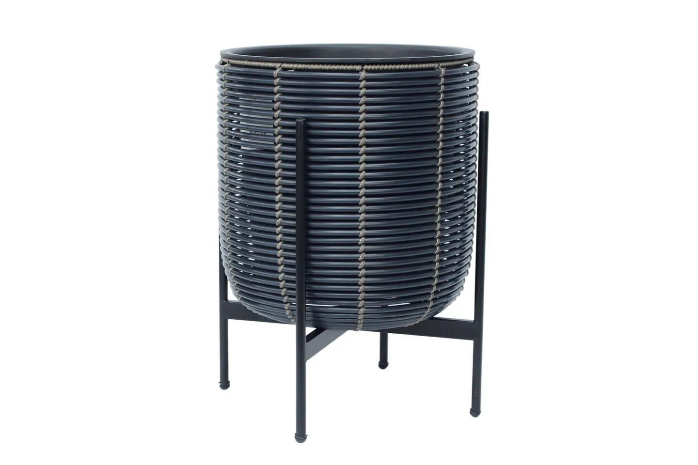 Wicker Blomkruka på stativ 38x38xH49 cm Svart -