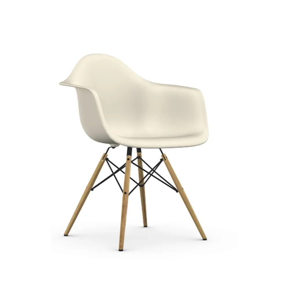 Vitra Eames Plastic Armchair RE DAW stol 11 pebble-golden maple