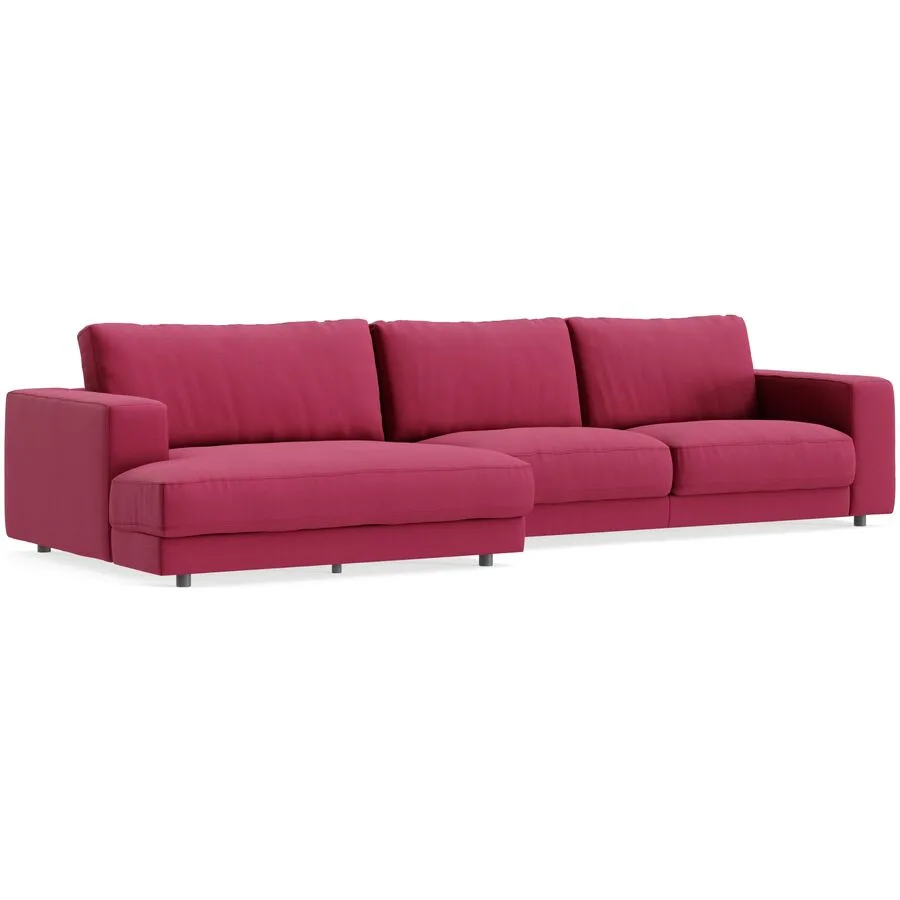 Ecksofa Ava Links Bezug: 98% Polyester, 2% Nylon red B 350 T 150 cm - Möbel Konfigurator: Traummöbel individuell zusammenstellen