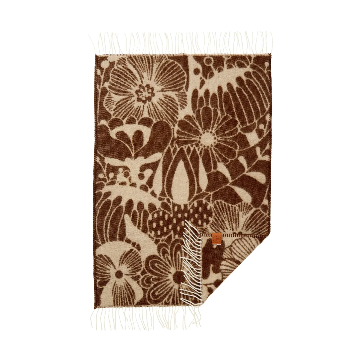 Klippan Yllefabrik Blomranka Kinderdecke Brown-beige, 65x110 cm