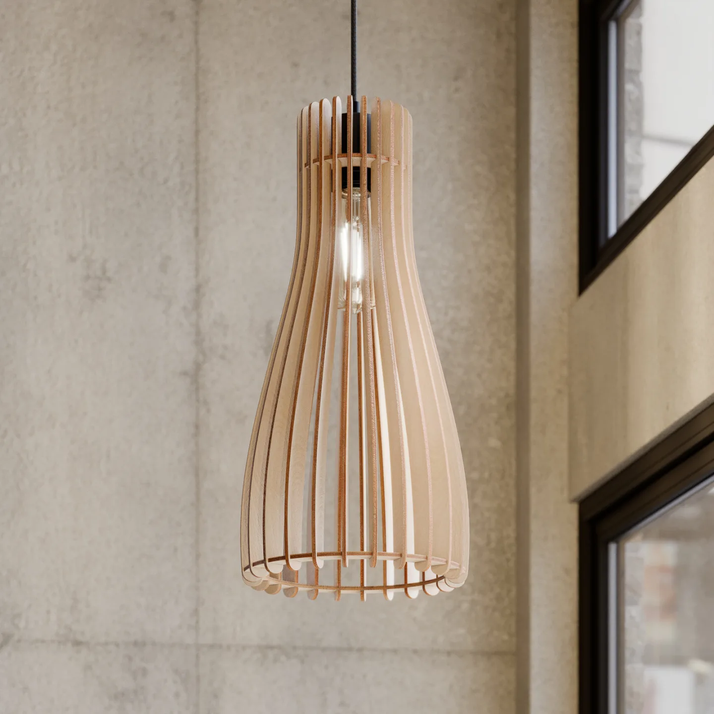 Furn Pendelleuchte Black/Wood - Envostar - Wohnzimmer - Skandinavisch - Holz - Einflammig