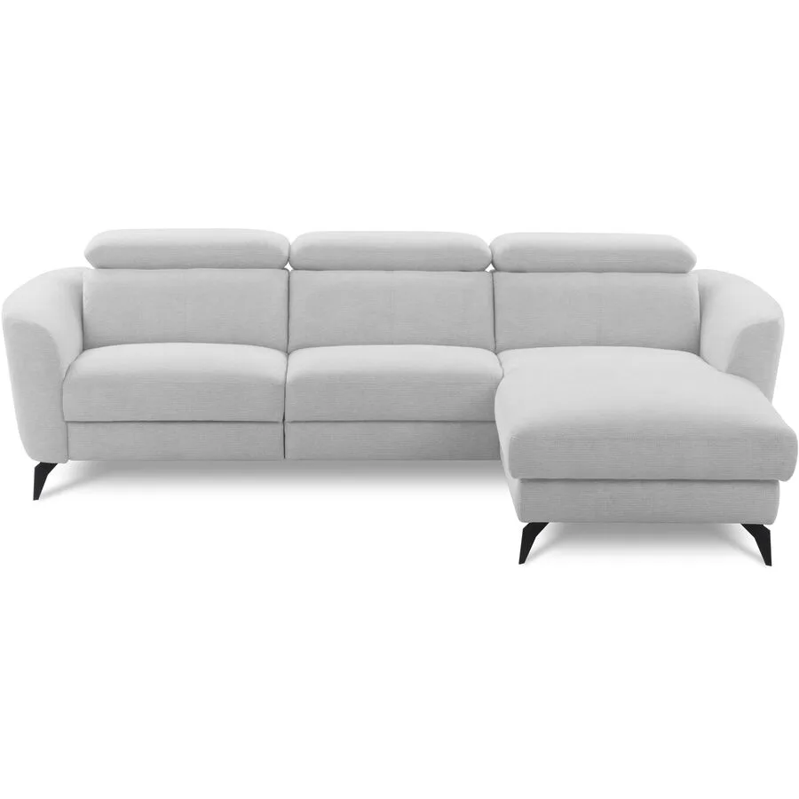 Ecksofa Simba Links Chenille Grauweiss B 261 T 183 cm