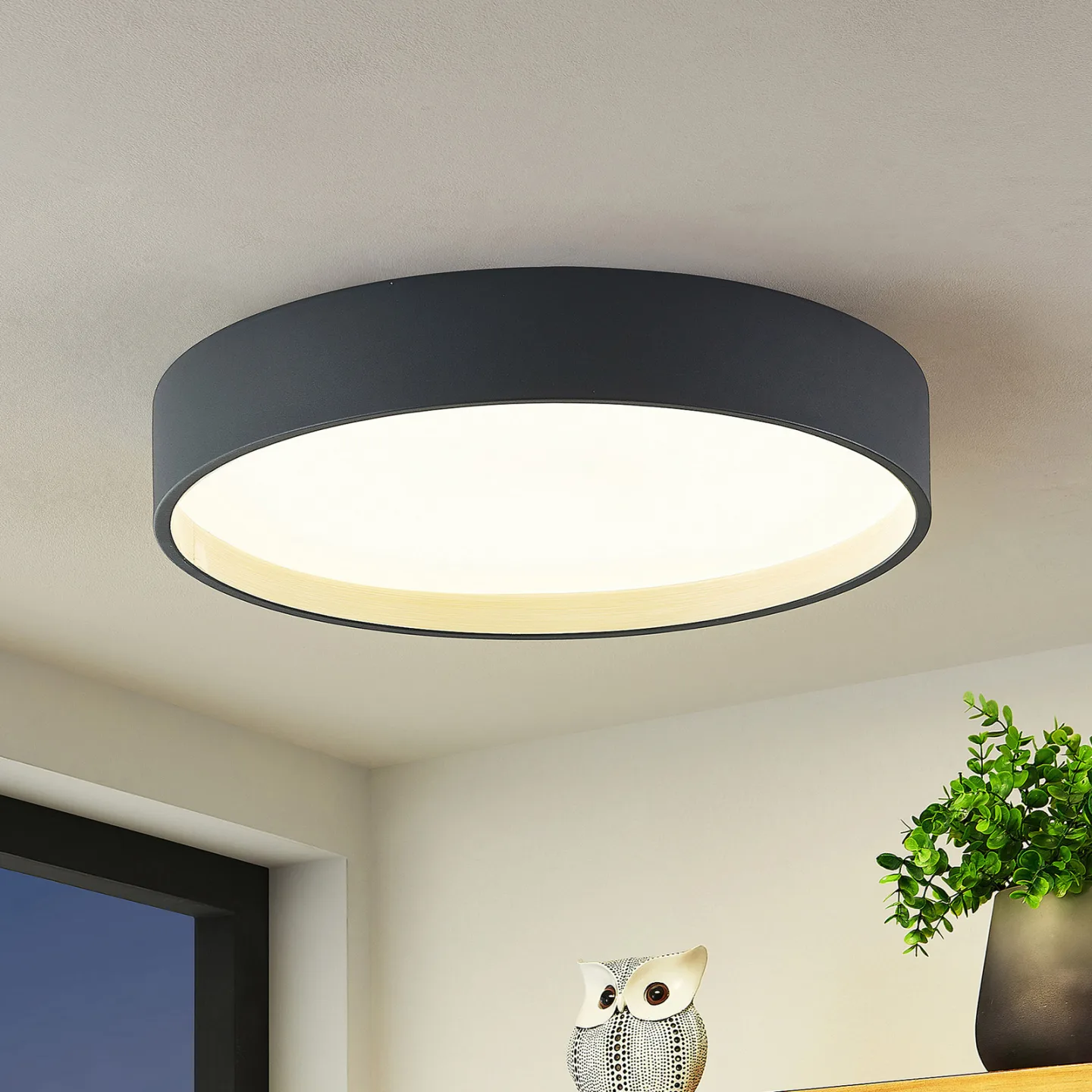 Todor Deckenleuchte Grey - Lindby - Wohnzimmer - Modern - Kunststoff - Rund