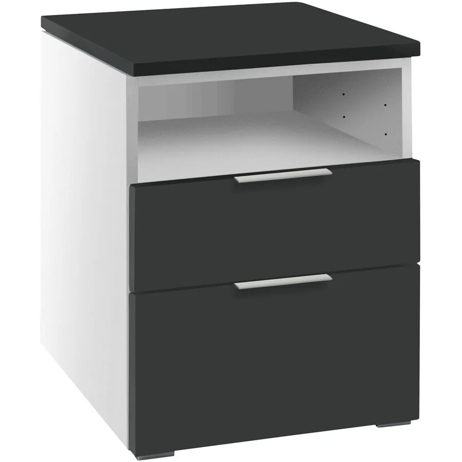 Hasena Nachttisch Reinhold Anthrazit, Weiss MDF B 45 H 55 cm