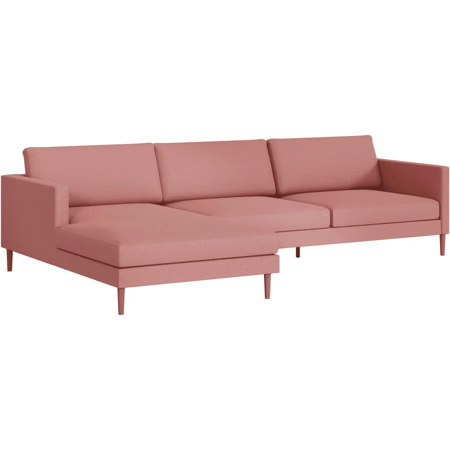 Ecksofa Domino Links Stoff hellrot B 286 T 181 cm - Möbel Konfigurator: Traummöbel individuell zusammenstellen