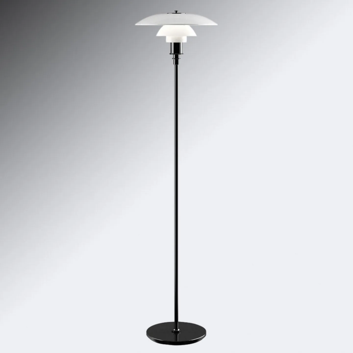 PH 3½-2½ Gulvlampe Sortmetalliseret - Louis Poulsen PH 3 1/2-2 1/2 - Stue - Design - Glas - Med skærm