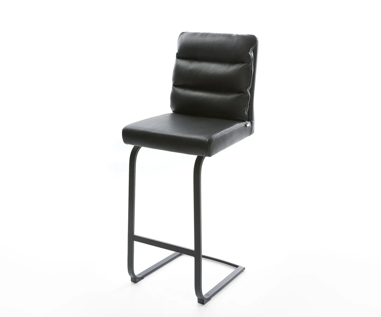 Barstuhl Pela-Flex Echt-Leder Schwarz Freischwinger flach Metall