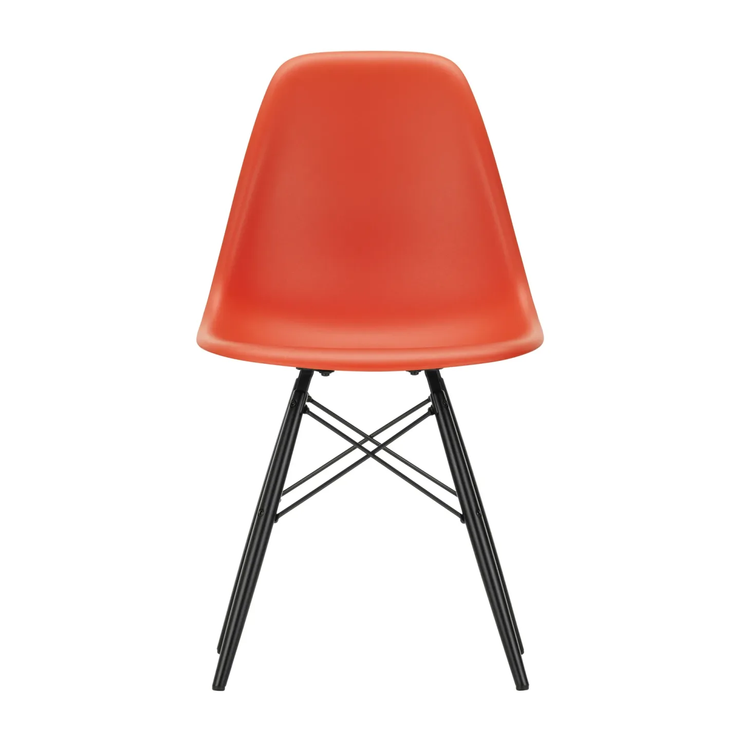 Vitra Eames Plastic Side Chair RE DSW stol 03 poppy red-black maple