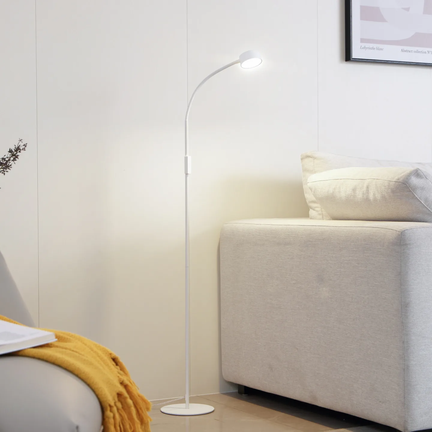 Maori LED-gulvlampe, hvid – Lindby - Kontor / arbejdsværelse - Moderne - Metal - Med én lyskilde