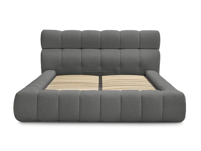 Kastenbett BOBOCHIC MONT-BLANC 160x200cm boucle-stoff dunkelgrau