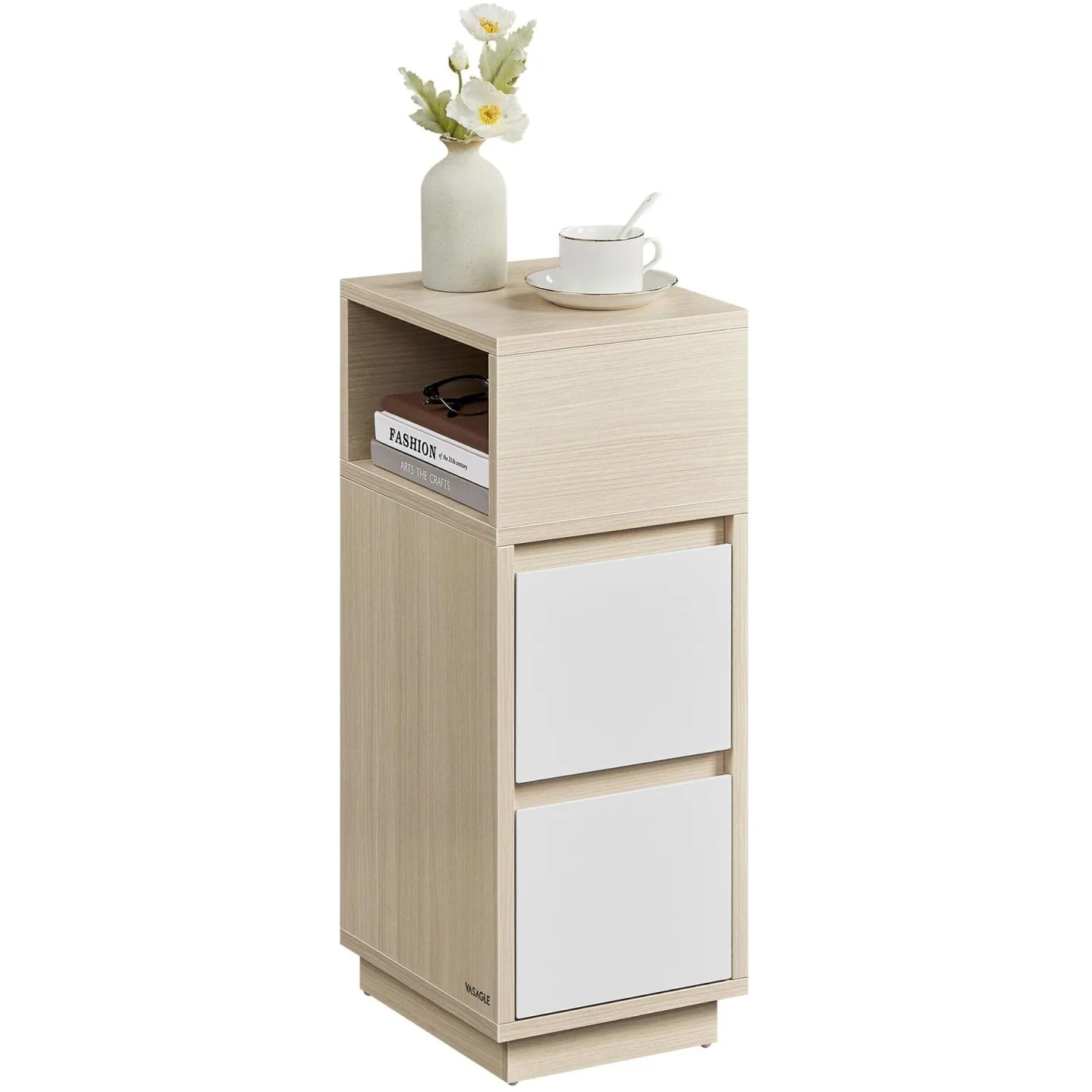 Nachttisch VASAGLE Beige, Weiss B 25 H 62 cm - Farbe: Weiss;Beige - Material: Holzwerkstoff - Nachttisch
