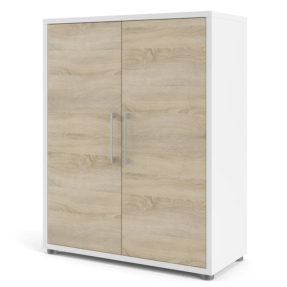 Prisme Aktenschrank mit 2 Türen weiss, Eiche Dekor