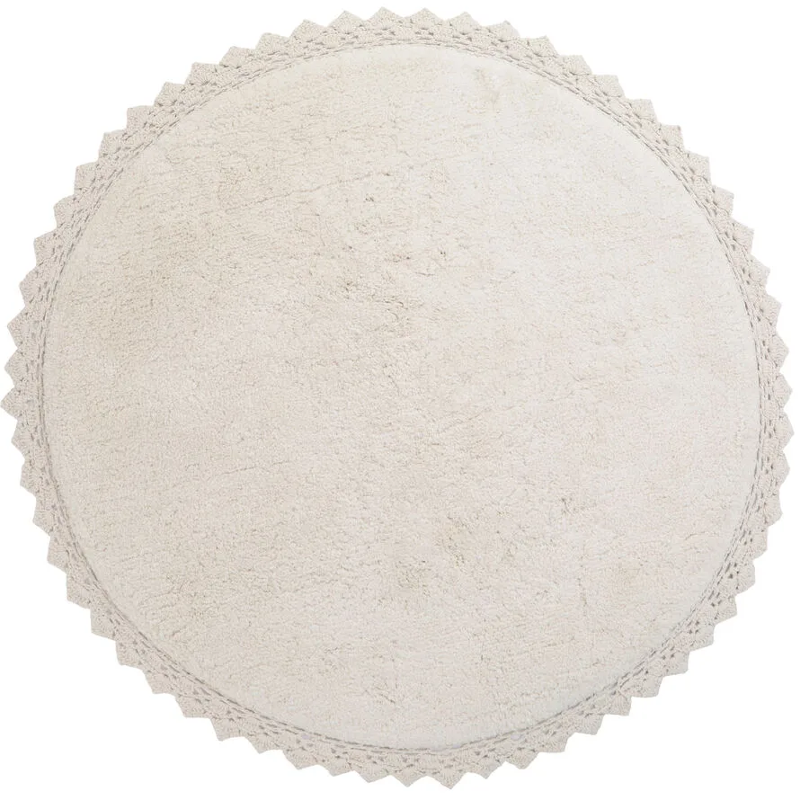 Teppich Emmi ecru Einfarbig Baumwolle 110 x 110 cm