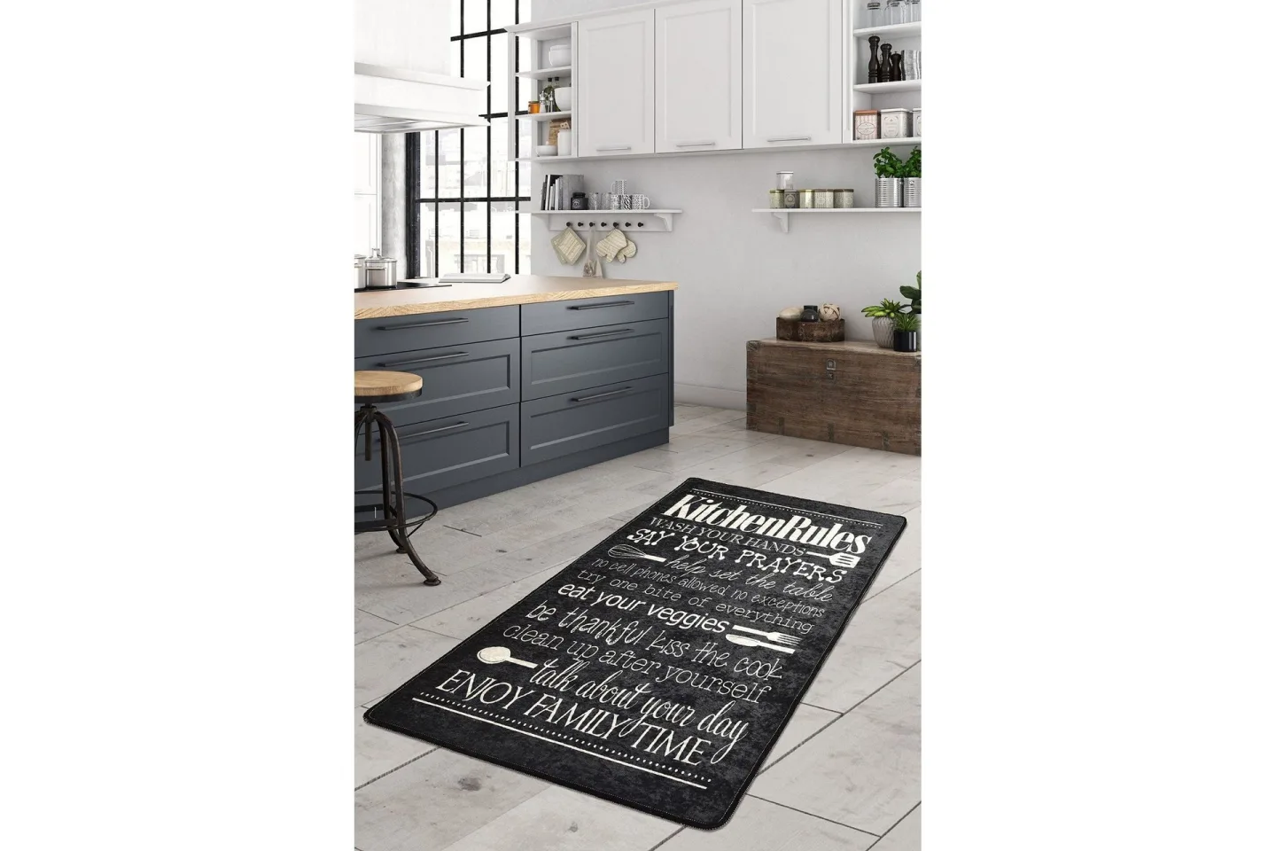 Kuhinja Entrematta 100x300 cm - Svart/Sammet