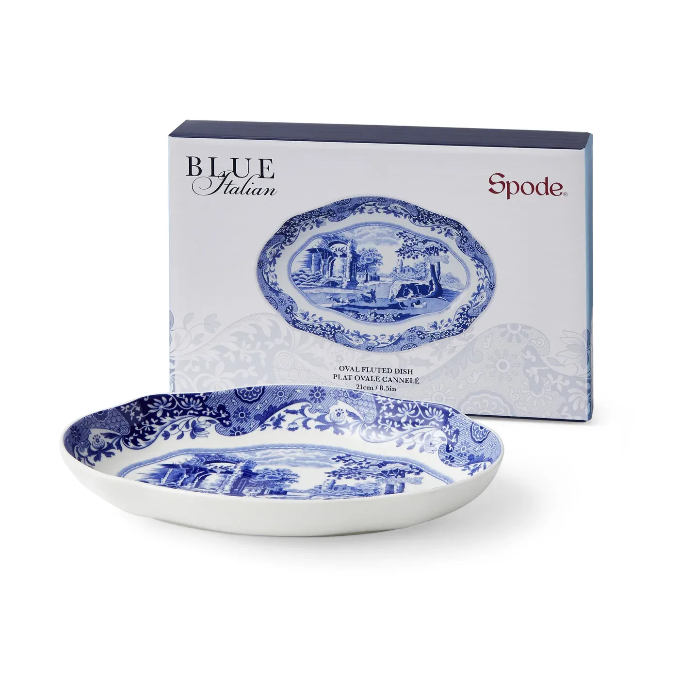 Spode Blue italian Teller oval 14x21 cm Blau-Weiß