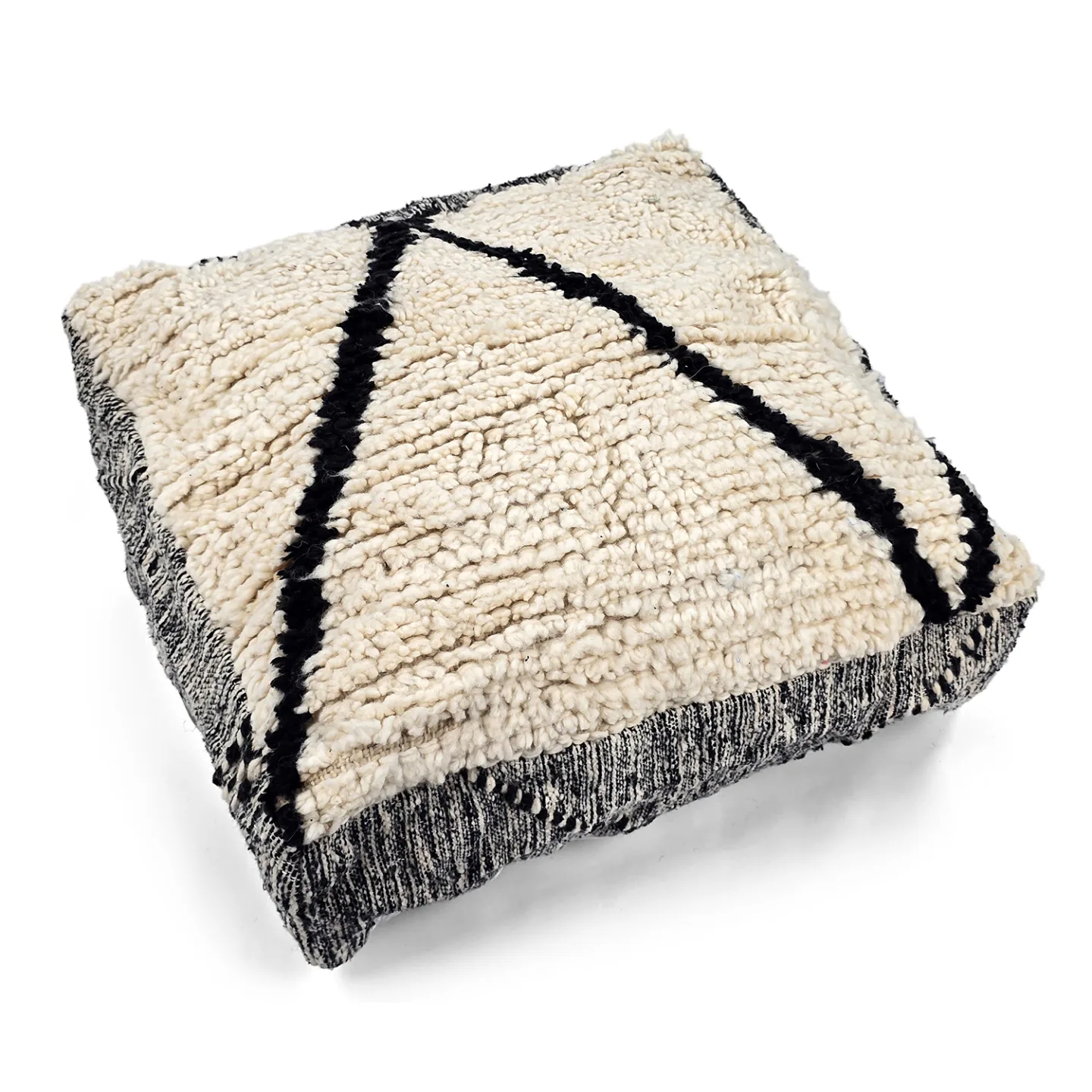 Sittepuff - Marokkansk Beni Ourain 056 (Størrelse: 60 x 60 cm)