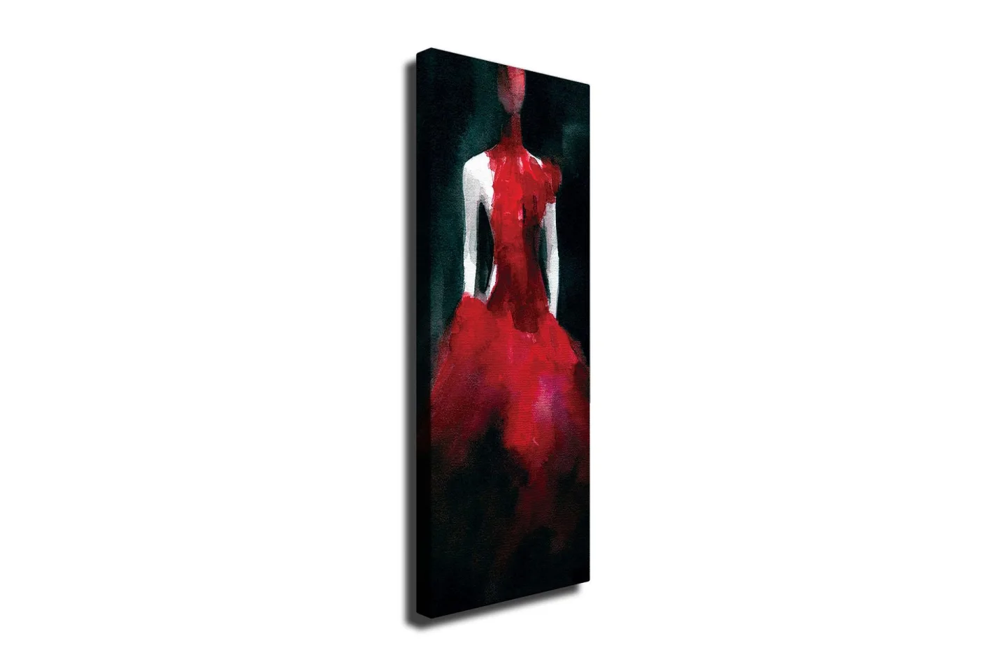 Canvastavla 30x80 cm - Elegant klänning i röd nyans - Röd / Svart