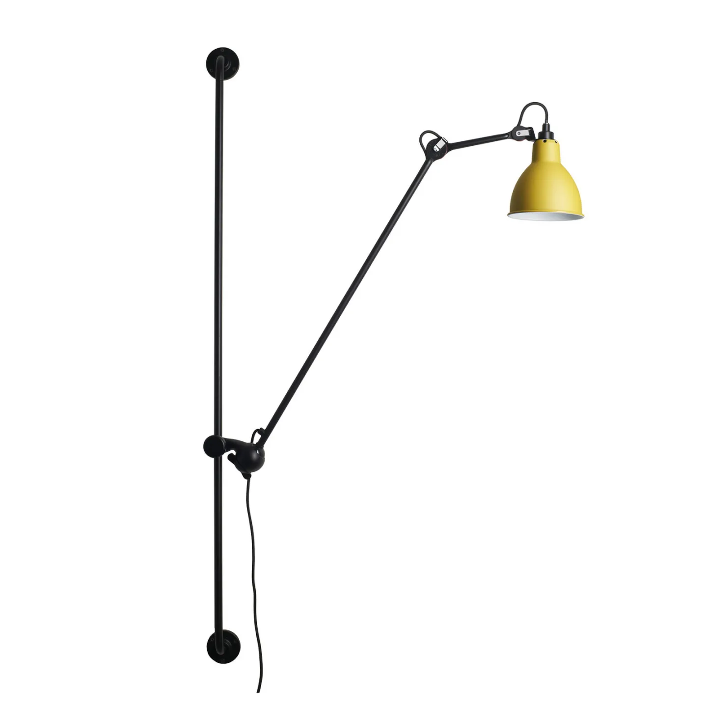 214 Wandleuchte Round schwarz/gelb - Lampe Gras 214 Round - Wohnzimmer - Design - Metall - Einflammig