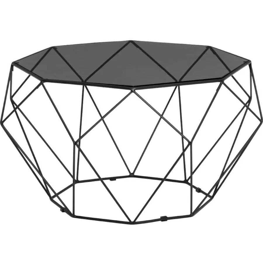 Salontisch Neerach Schwarz Glas, Metall B 77 T 77 cm