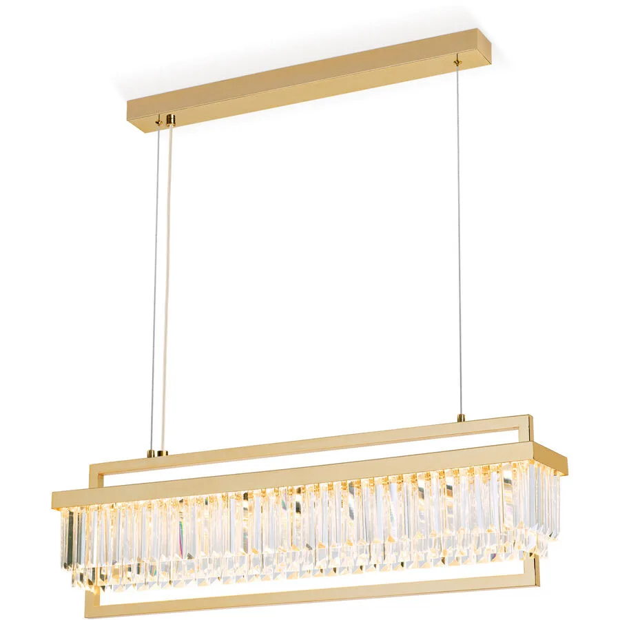 Briamond Pendellampe Prism Gold Stahl/Kristall 90 cm 28 cm Höhenverstellbar (manuell) - LED - Lichtfarbe: Warmweiss - Material: Stahl/Orion Kristall -