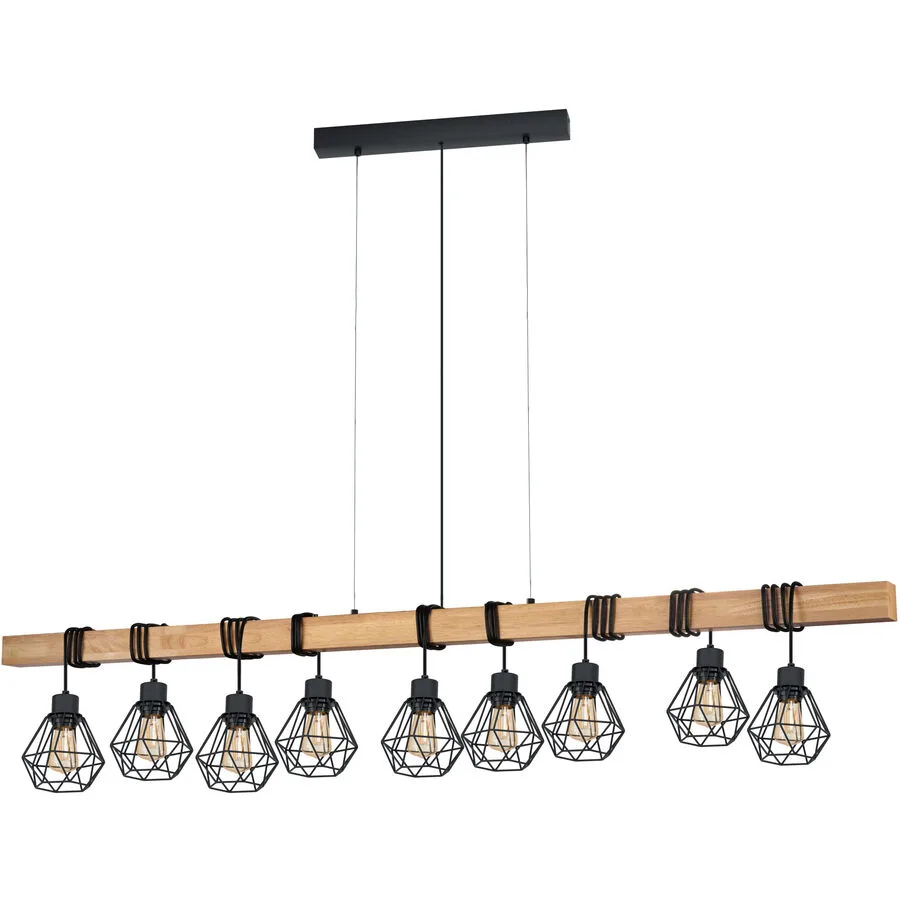 Eglo Pendellampe Townshend 5 Braun/Schwarz Stahl/Holz 20 cm 110 cm - Material: Holz/Stahl