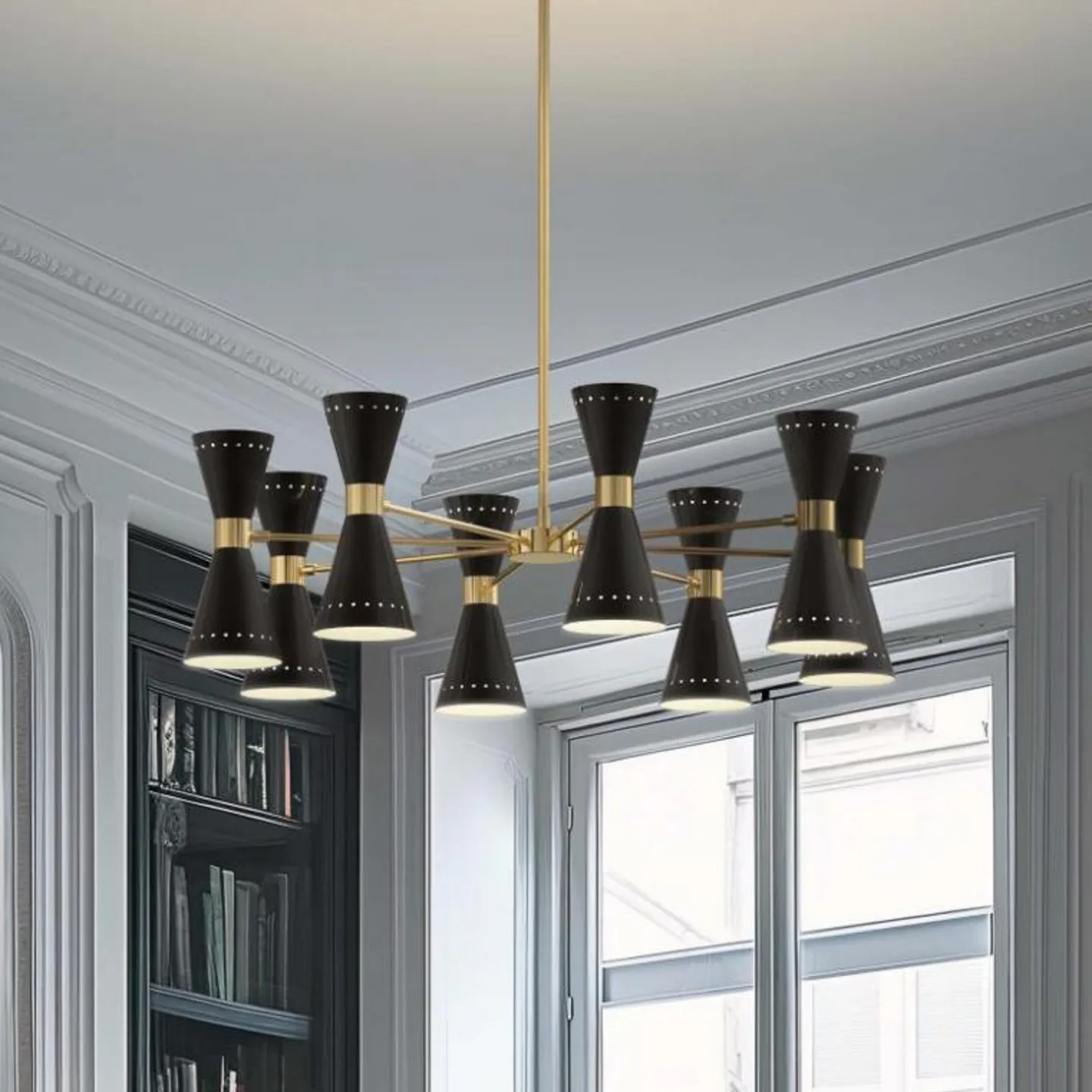 Megafono pendellampe, sort, Ø 100 cm, 16-flg. - Stilnovo - Stue - Design - Metal - Med flere lyskilder