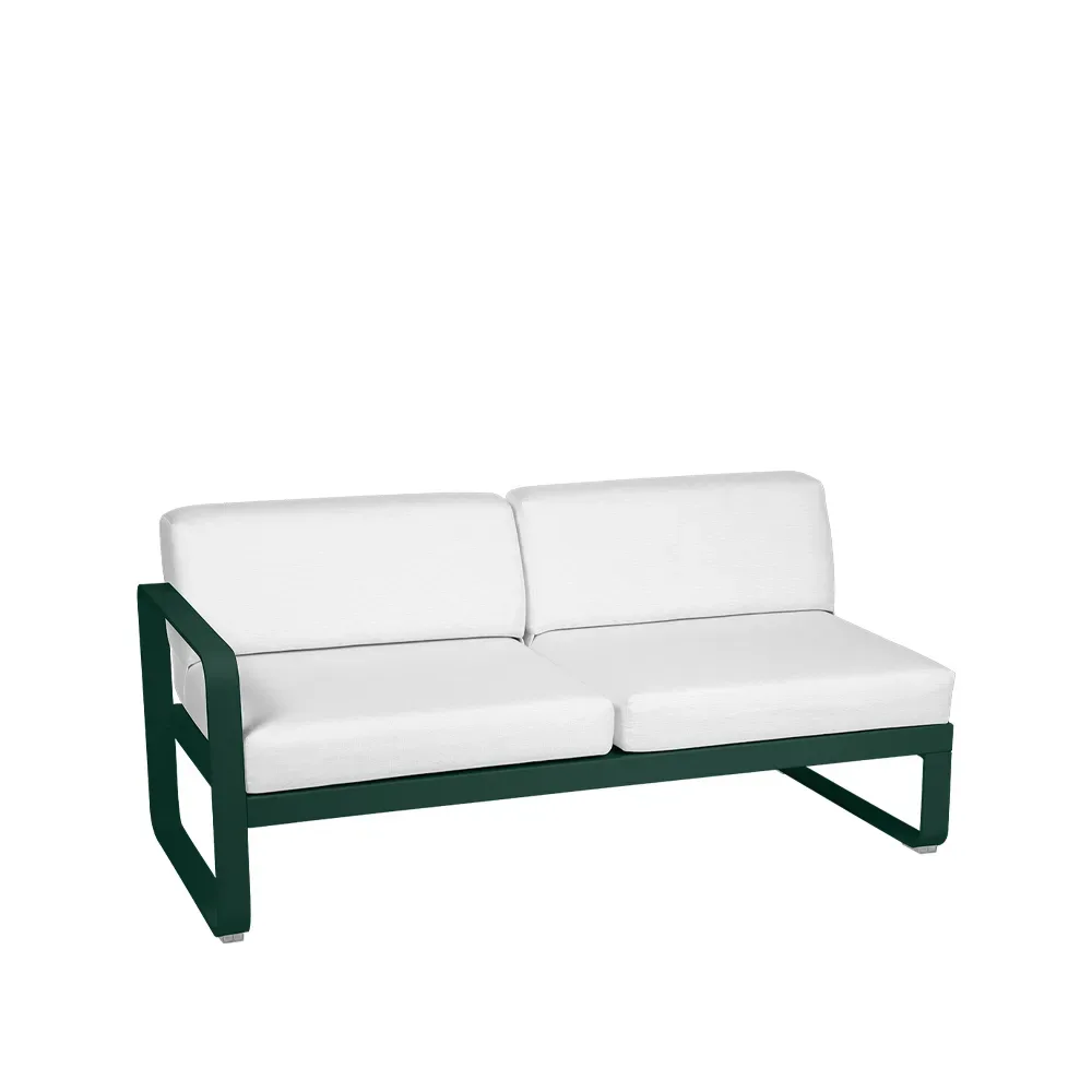 Fermob Bellevie Left modulsoffa 2-sits Cedar green (grön), off-white dyna