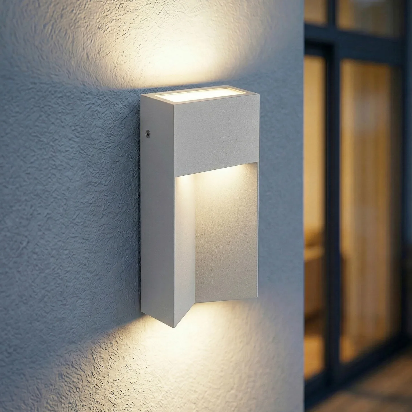 Kaholo LED-Außenwandleuchte, CCT, Aluminium, IP44, hellgrau, eckig - Lucande - Modern