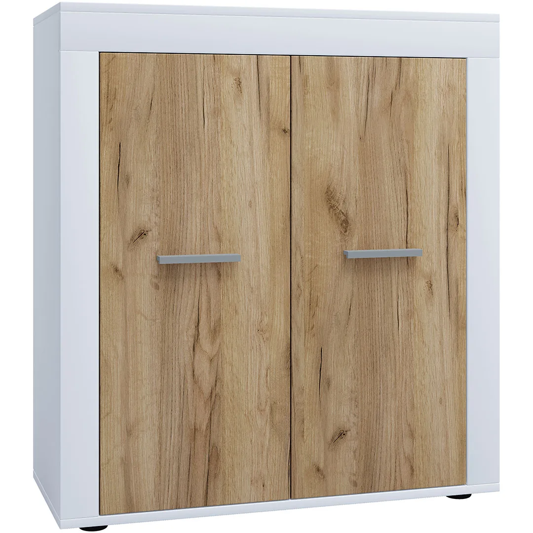 Usilo Sideboard 2 Türen weiß, Eiche dekor.