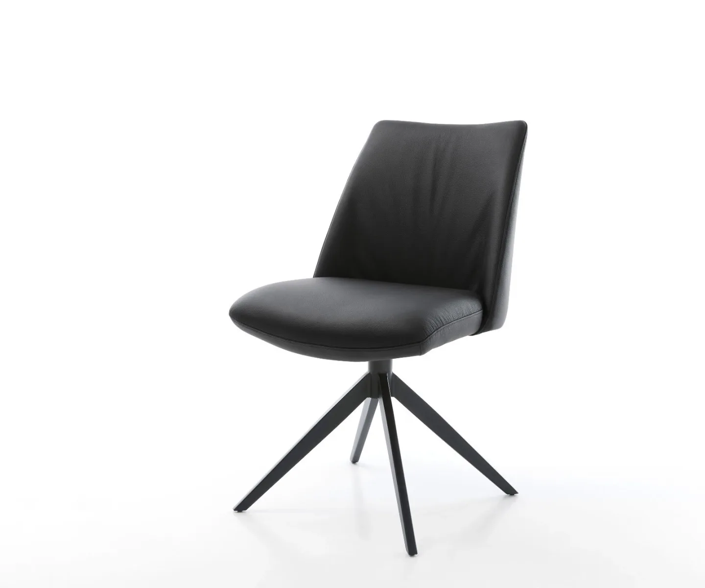 Drehstuhl Elso-Flex Echt-Leder Schwarz Kreuzgestell breit Schwarz 360° drehbar Wippfunktion Taschenfederkern
