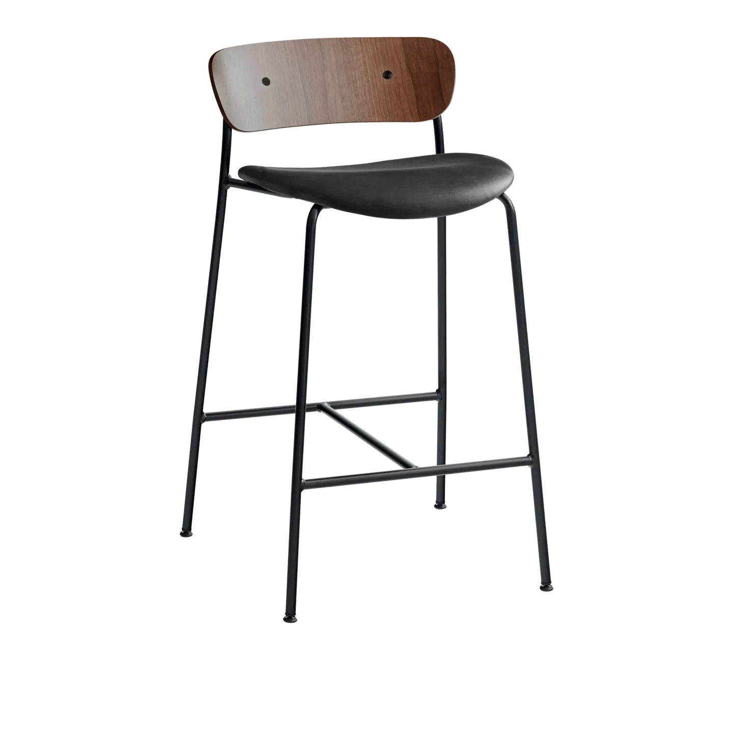 &Tradition - Pavilion AV8, Lacquered Walnut Leather cat.2, Noble Black - Barstolar - Anderssen & Voll - Metall/Trä