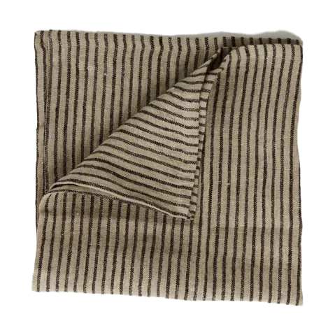 Olsson & Jensen Stripe Leinenserviette 45x45 cm Schwarz-Sand