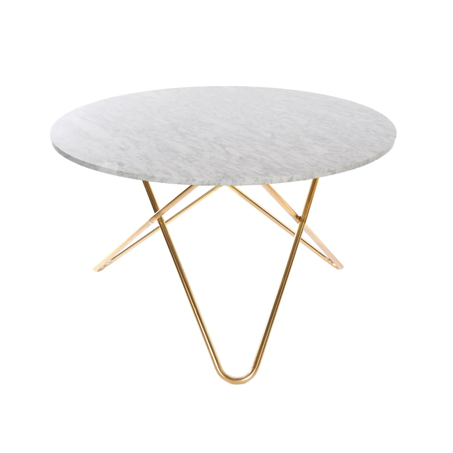 OX Denmarq - Big O Table, Brass Frame, Top: White Marble - Matbord - Dennis Marquart - Vit - Metall/Sten
