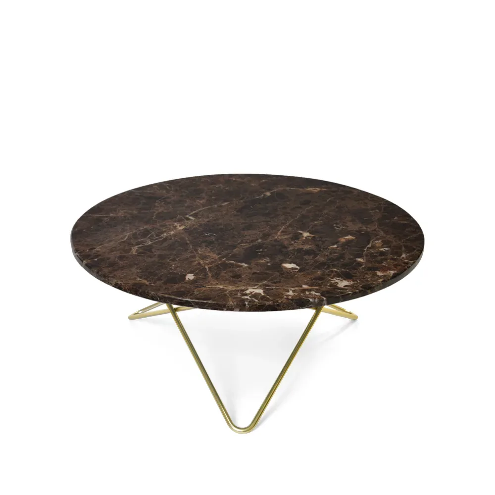 OX Denmarq O Table Couchtisch Marmor Braun, Messinggestell