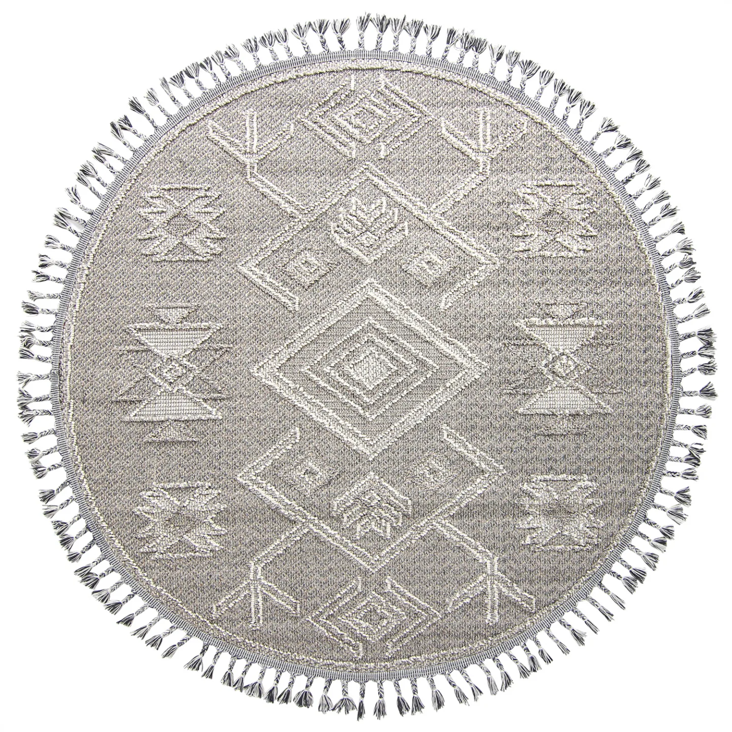 Runde tepper - Indoor/Outdoor Juno (grå) (Størrelse: Ø 160 cm)