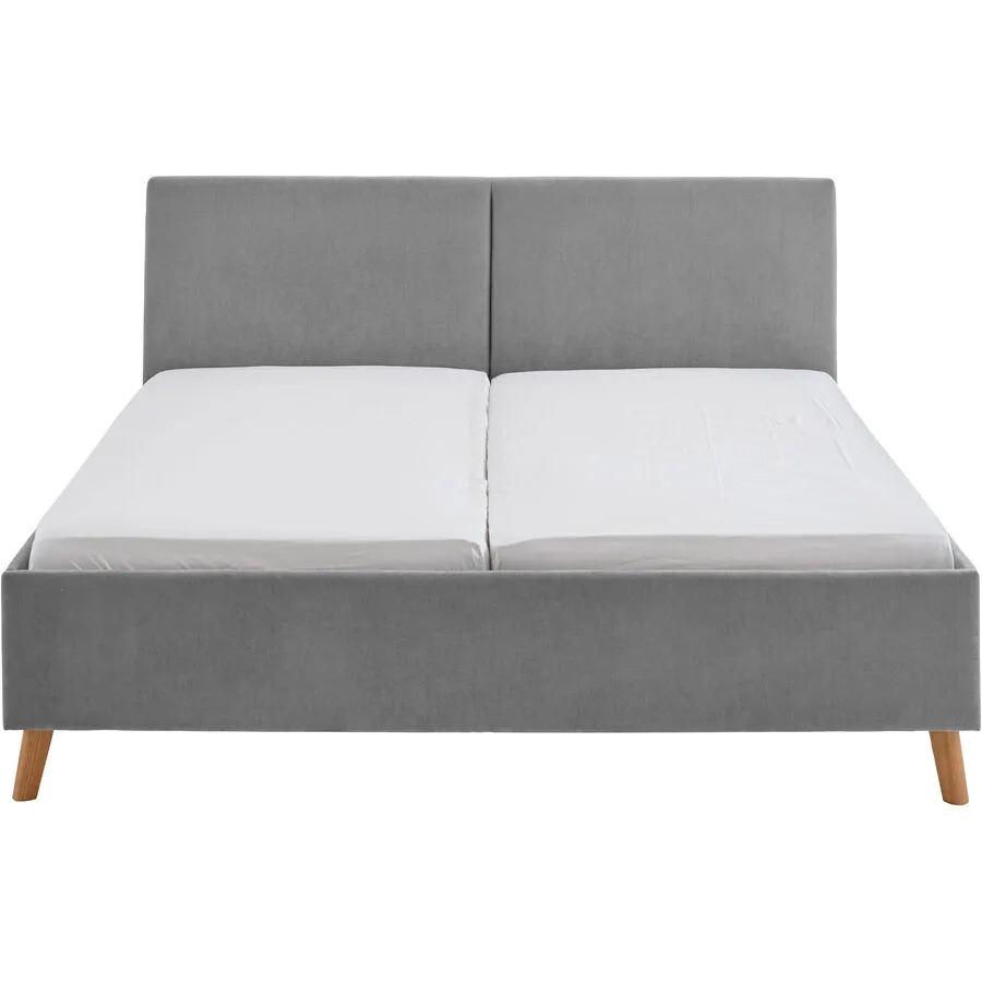 Bett Nola lichtgrau Stoff 180 x 200 cm