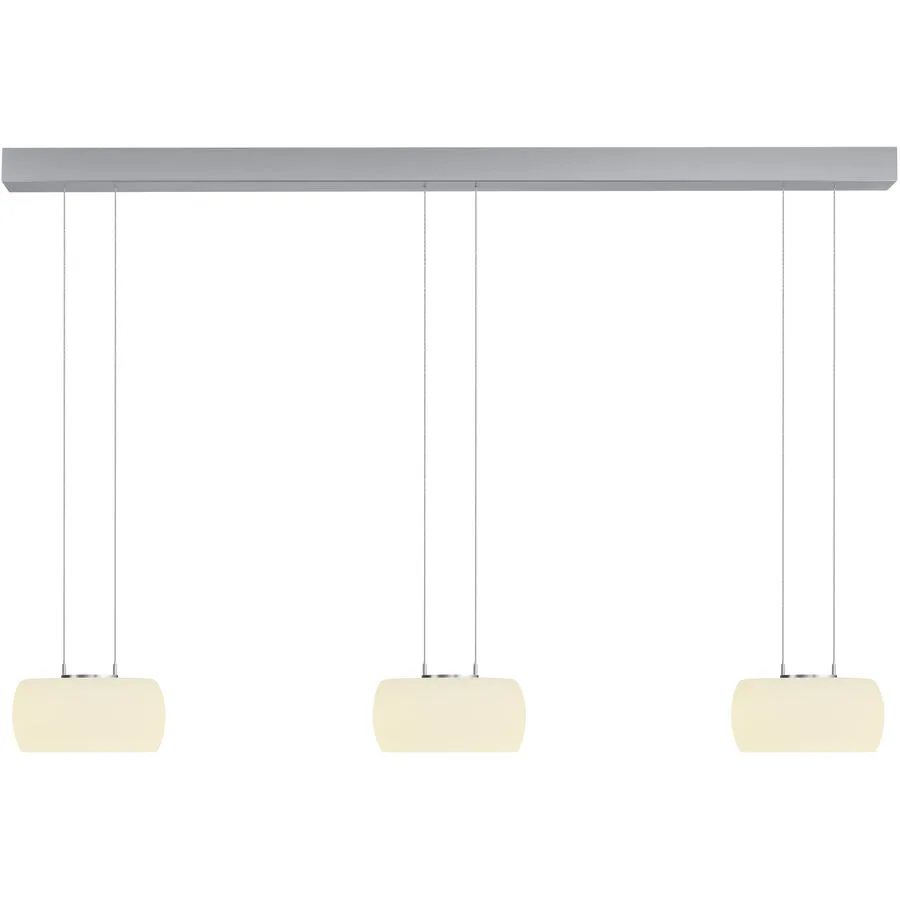 Designer-Pendellampe Bankamp Bold aluminium matt 3-flammig - Material: Aluminium/Acryl - LED - Lichtfarbe: Extra warmweiss - LED Energiesparlampen
