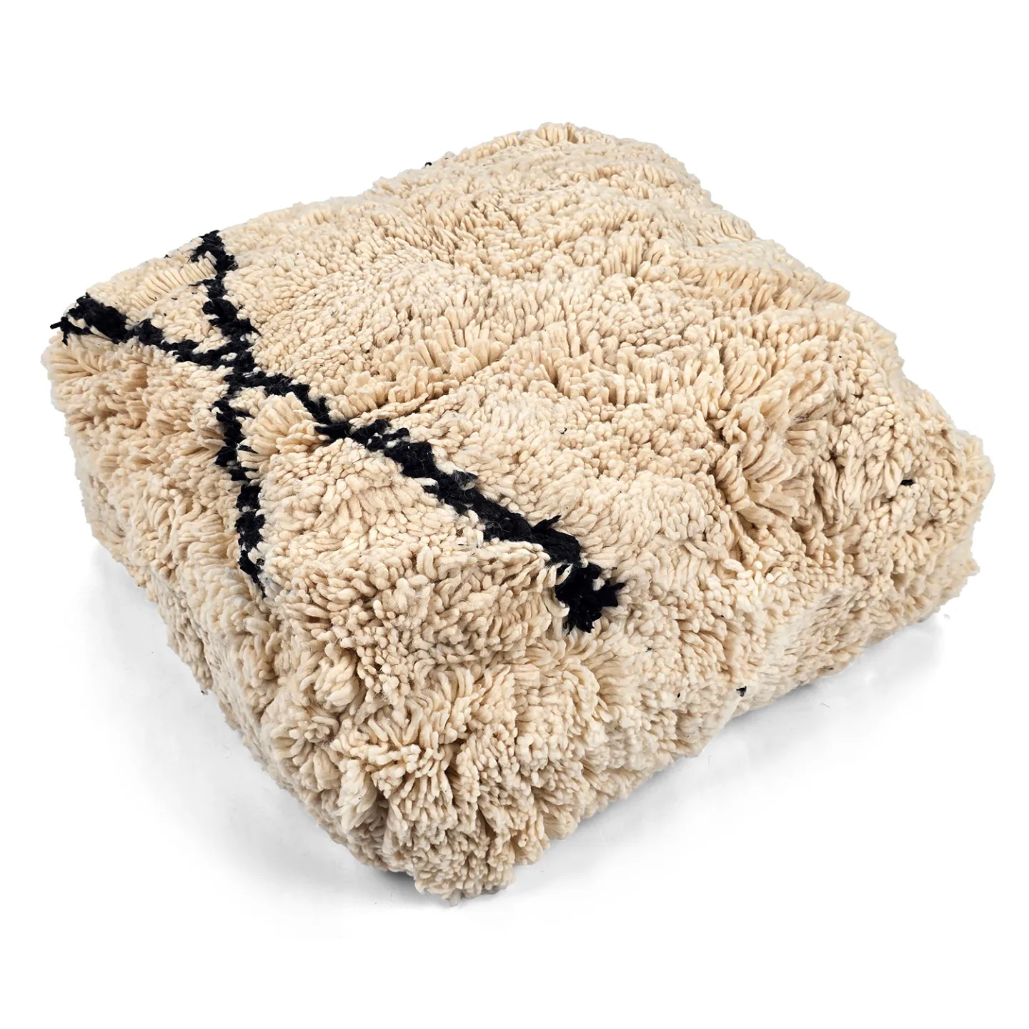 Sittepuff - Marokkansk Beni Ourain 040 (Størrelse: 60 x 60 cm)