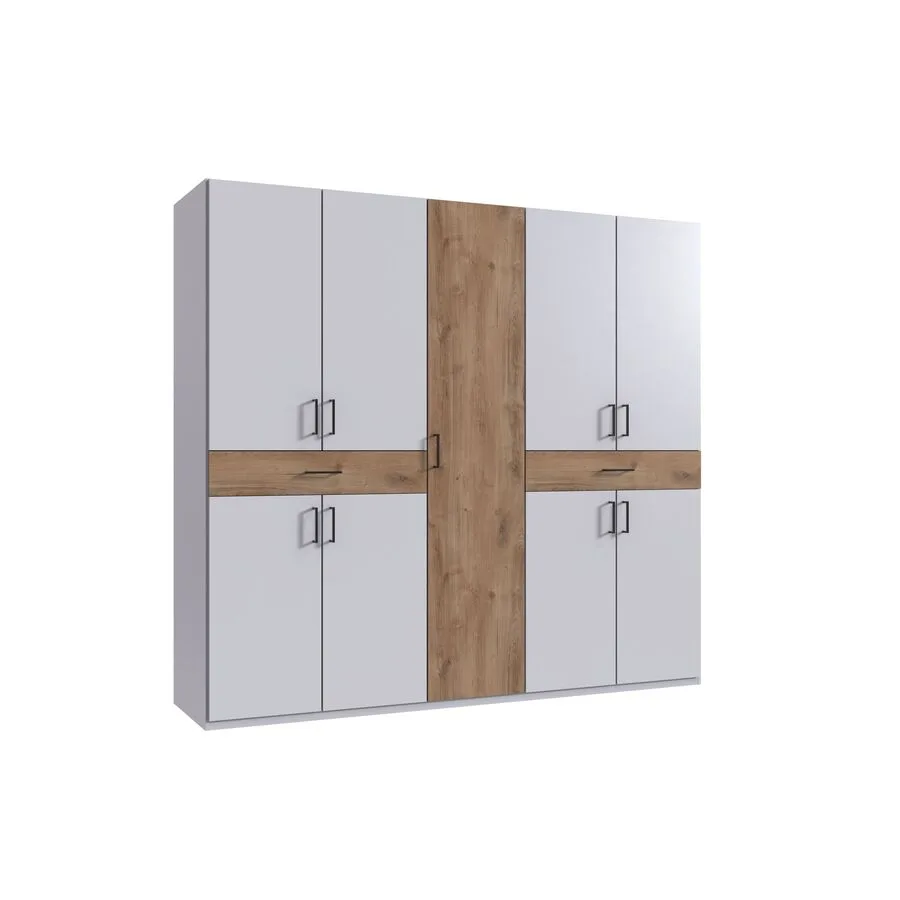 Kleiderschrank Tiby Plankeneiche/weiss Holzwerkstoff B 225 cm