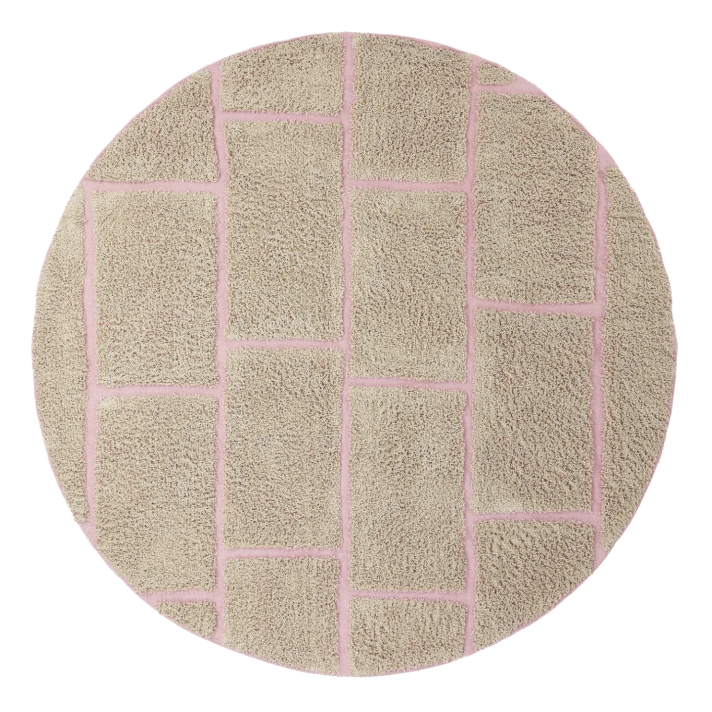 Runde tepper - Lindley Natural Cotton Shaggy (beige/rosa) (Størrelse: Ø 240 cm)