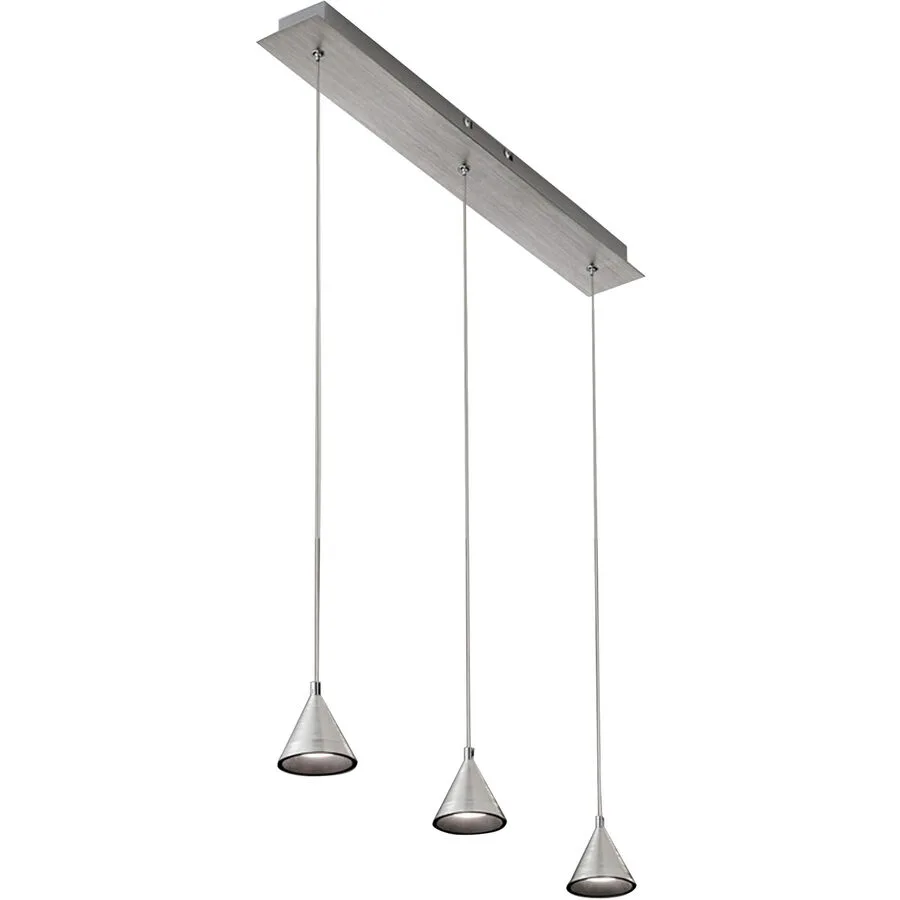 Pendellampe Dalia Silber Metall 65 cm 200 cm - Farbe: Aluminium satiniert - LED - Lichtfarbe: Warmweiss - LED Energiesparlampen