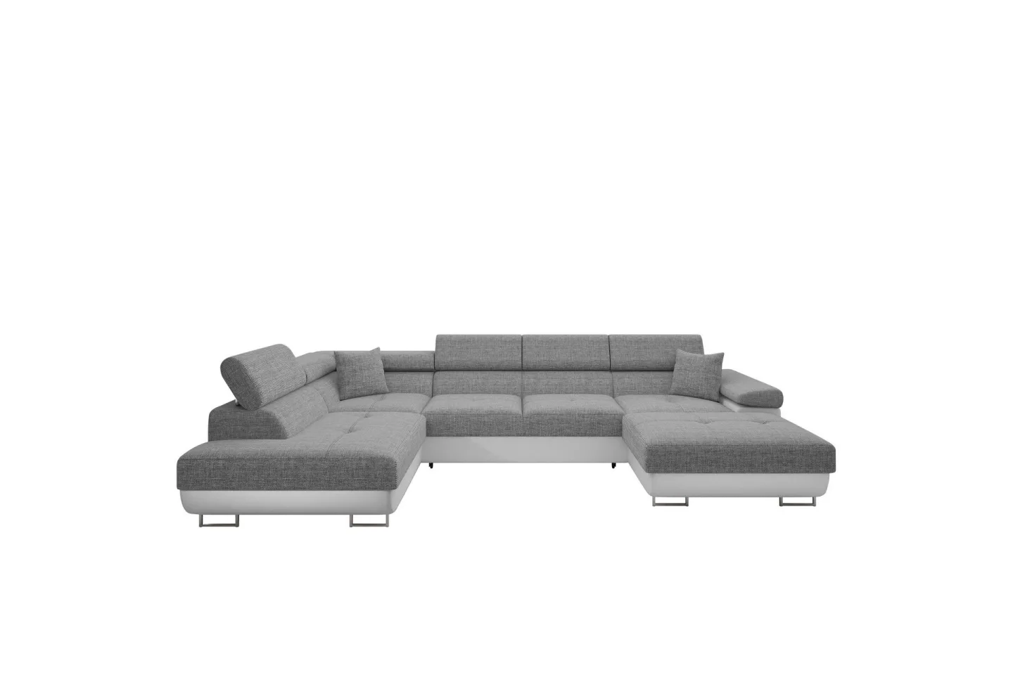 Gabina Soffa med Divan och Schäslong 4-sits - Vit/Grå