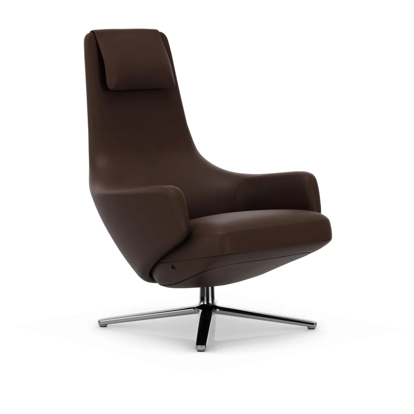 Vitra - Repos Low, Aluminium Polished Base, Back/Seat Leather Premium L40 Cognac - Fåtöljer - Antonio Citterio - Brun - Dun/Läder/Metall/Skum/Plast