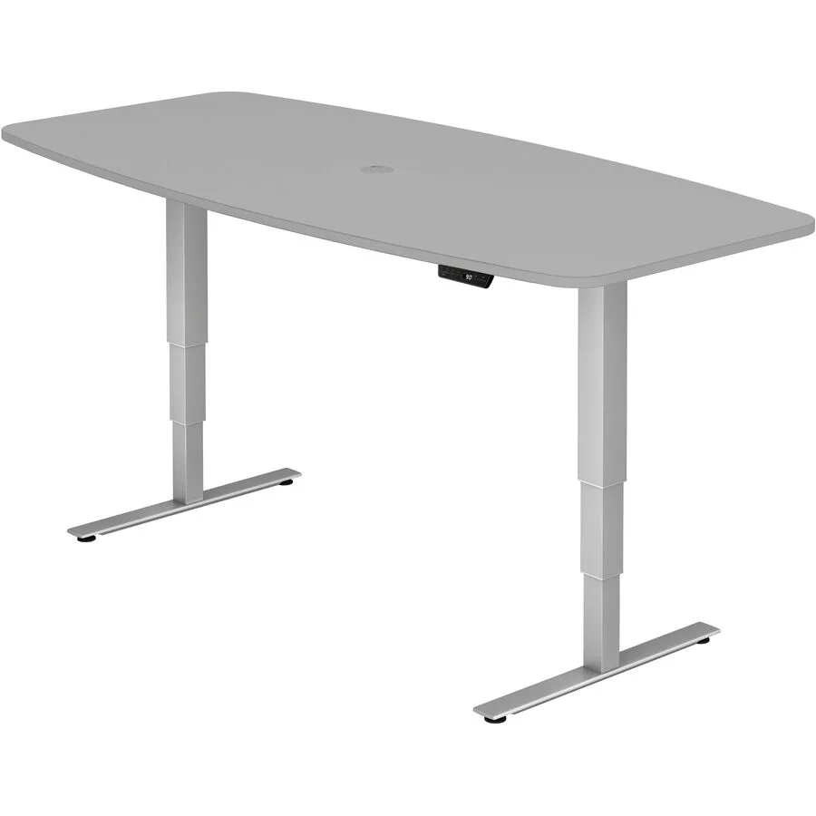 Schreibtisch Office Grau Holz 220 cm - Material: Holzwerkstoff