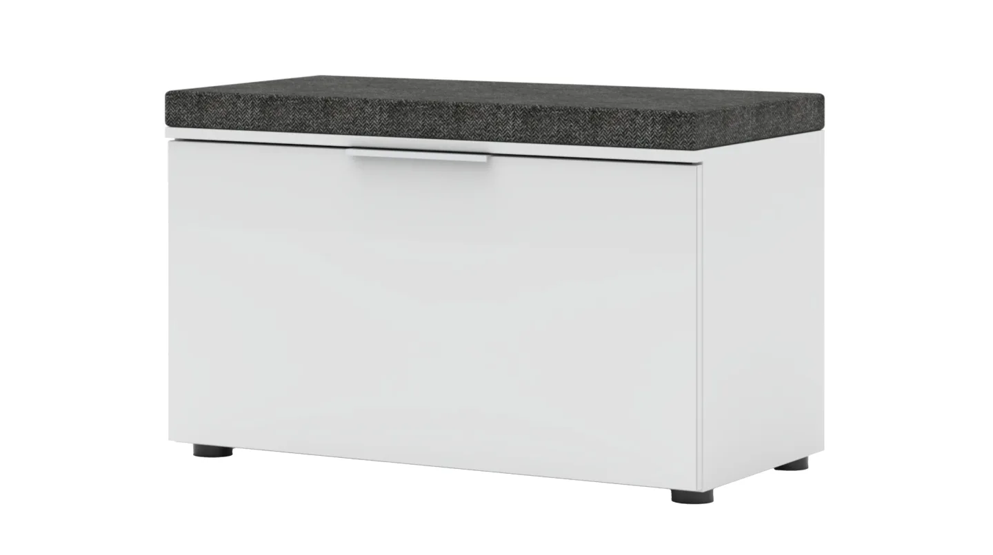Garderobenbank weiß Glasfront 80 cm - SANTORIN