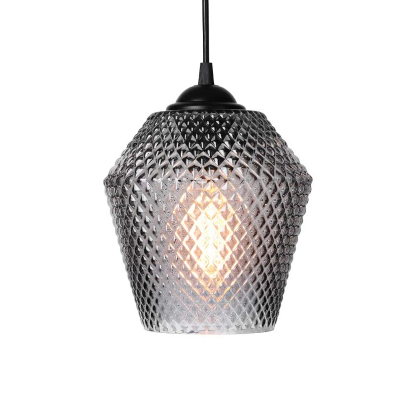 NOBB hængelampe, røggrå, Ø 17 cm, glas, E27 – Halo Design - Stue - Med én lyskilde